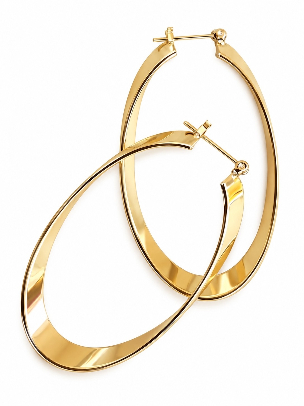 ✨ Gold-Tone Twisted Asymmetrical Oval Hoop Earrings